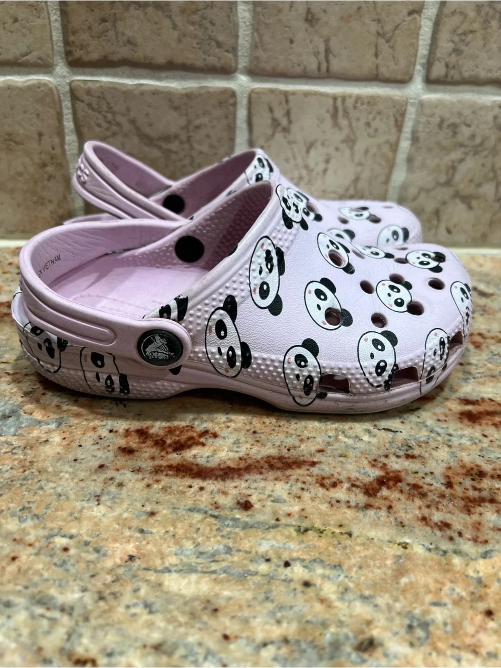 CROCS Light Pink Panda Print Kids Crocs